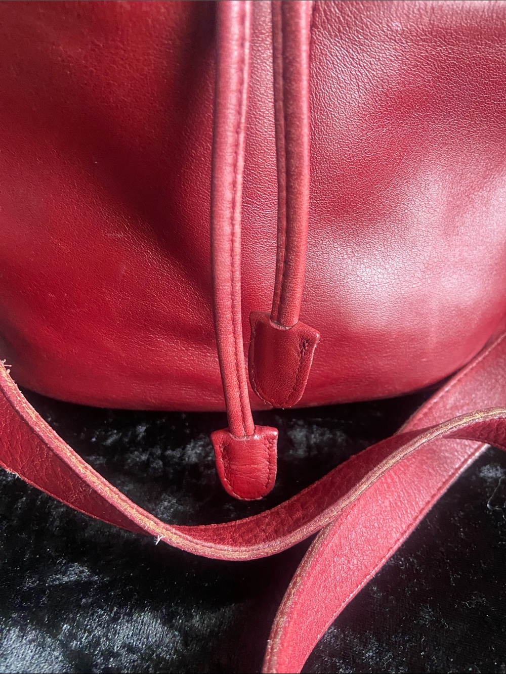 Coach Burgundy Red Leather Drawstring Bucket Bag - Picture 2 of 10